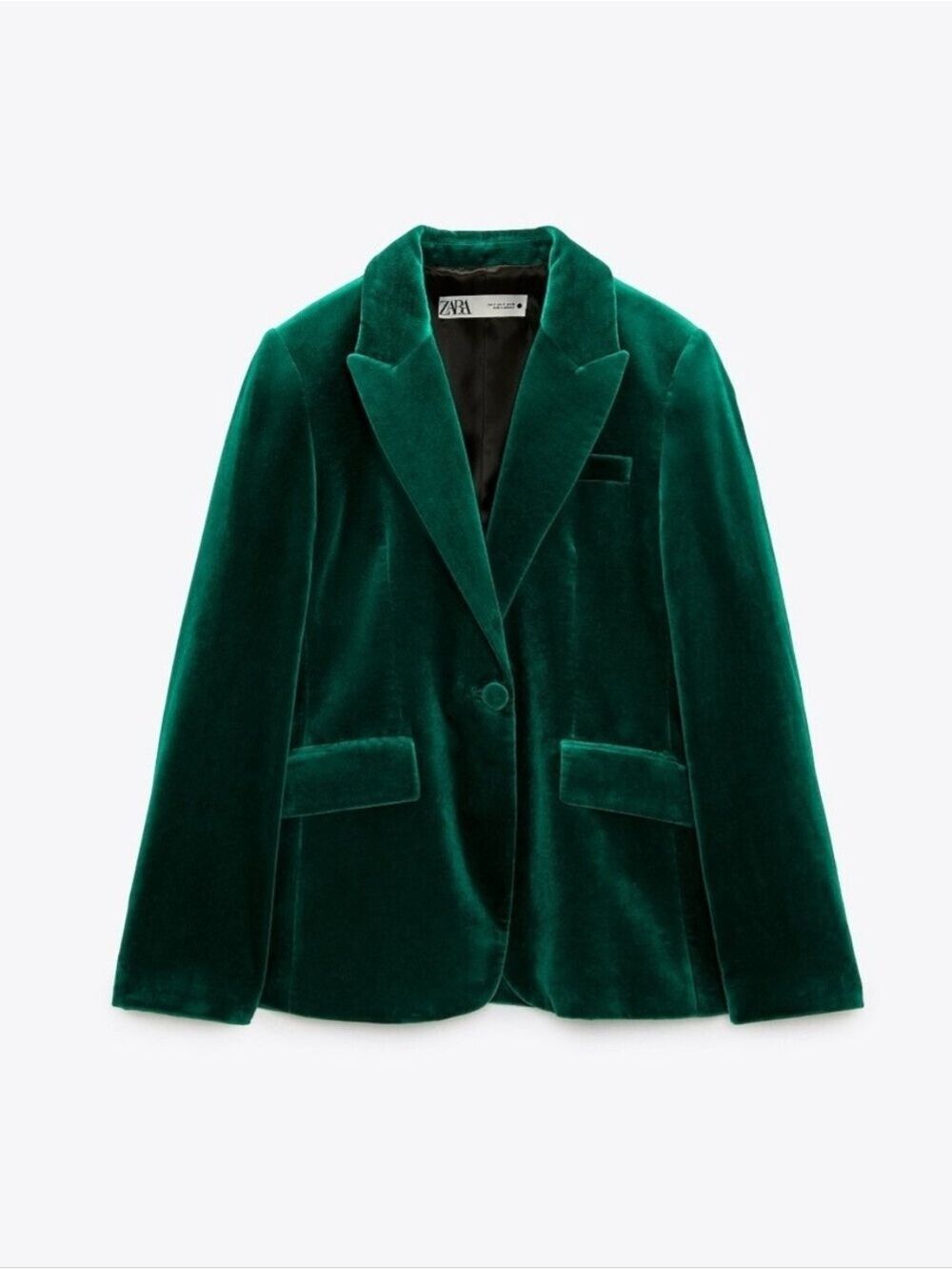 ZARA | Emerald Green Velvet Blazer Sz XS